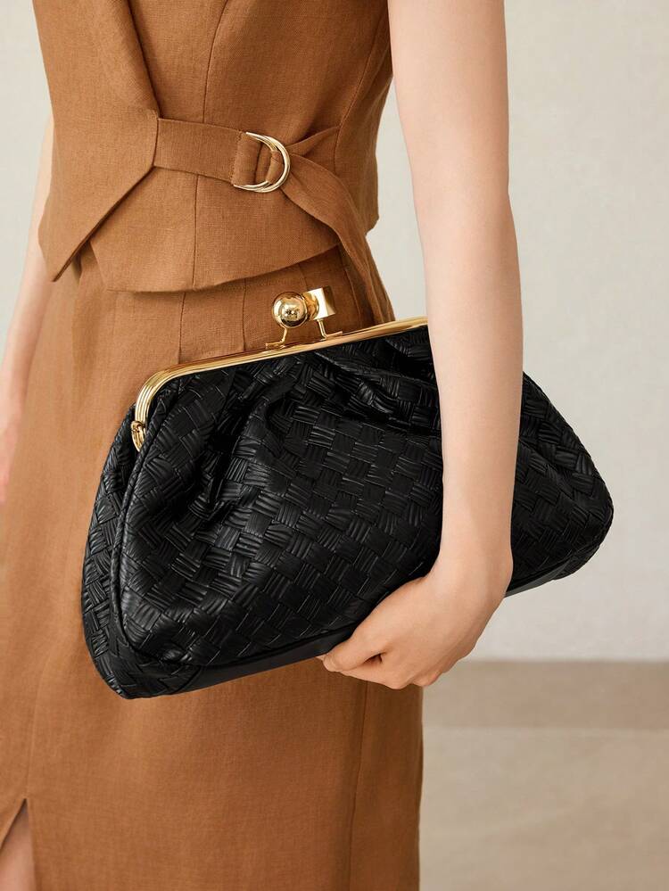 PLAID KISSLOCK CLUTCH