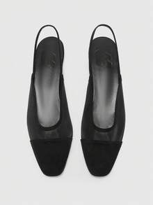 CUCCOO BIZCHIC Women's New Splicing Mesh Yarn Small Round Toe With Flat Shoes Closed Toe Shoes Women Spring Shoes - Black - View 2