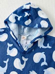 Cozy Pixies Baby Boy Cartoon Pattern Knit Soft Hooded Sleeveless Cover Up,Kids - Navy Blue - View 4