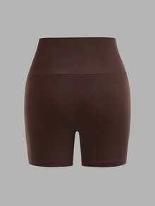 SHEIN Girlism Bộ đồ 3 món màu trơn, dáng ôm, thoải mái, cạp rộng, dành cho bé gái tuổi teen, gồm áo và quần short. - màu nâu - Xem 6