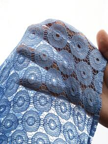 Momance Elegant Loose Fit Maternity Dress With 3/4 Ruffle Sleeves And V-Neck - Blue - View 8