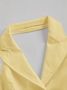 SHEIN MOD Top halter de botones de un solo color blanco de verano - amarillo ganso - Ver 3