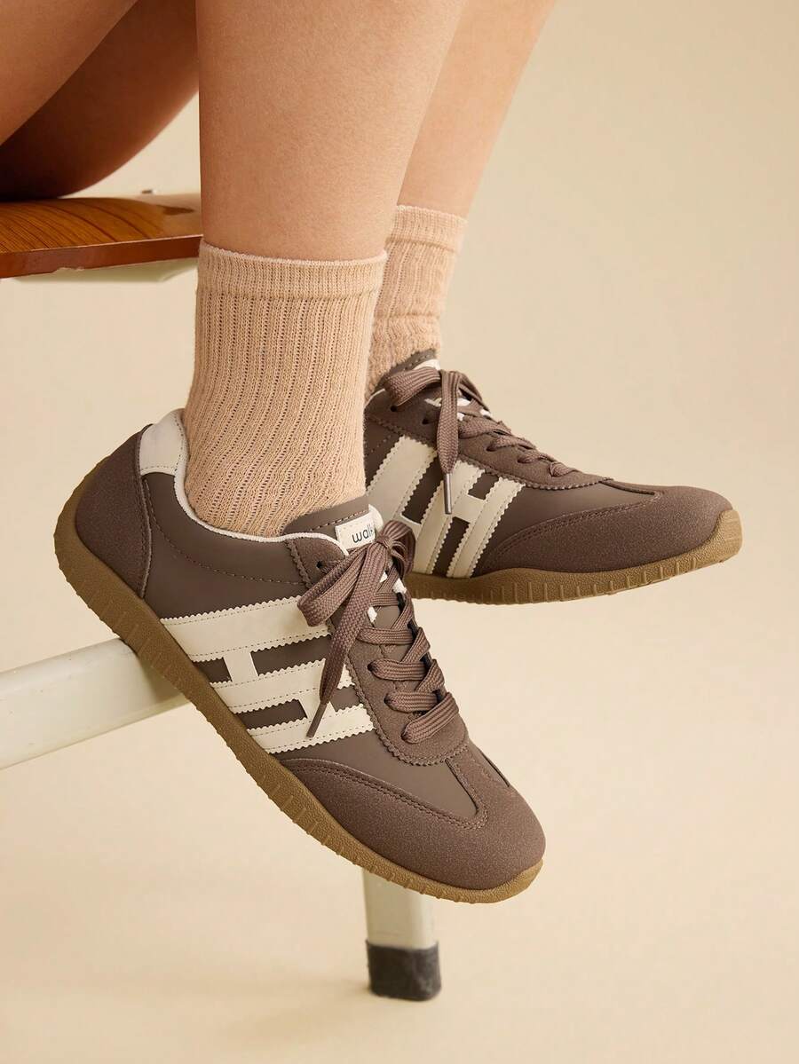 CUCCOO EASI Zapatos deportivos versátiles y casuales con suela plana para mujer - Marrón - Ver 1