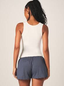 MISSGUIDED 白色罗纹背心，饰有星星贴花，无袖夏季背心，女士休闲叠穿基础款 - 白色 - 查看 3