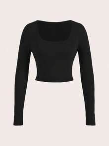 SHEIN SXY 2pcs/Set Sexy Wide Neck Long Sleeve Tight Fit T-Shirt - Multicolor - View 4