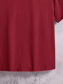 SHEIN T-shirt à manches raglan courtes, col rond, couleur unie, style minimaliste, pour garçon préadolescent - Rouge foncé - Voir 5