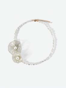 Opalesca Dây chuyền/vòng tay mạ vàng 18k hình hoa móc đặc biệt bất đối xứng đính ngọc trai giả, cao cấp/thanh lịch/sang trọng/đeo hàng ngày/tối giản, ngọc trai/pha lê, dành cho mẹ/phụ nữ/bé gái/người mẹ, mùa hè/bãi biển/lễ hội/tiệc tùng/kỳ nghỉ/du lịch, lễ đính hôn/đám cưới/lời hứa, cô dâu, hình trái tim/hoa, phong cách cổ tích/nàng tiên cá. - trắng - Xem 6
