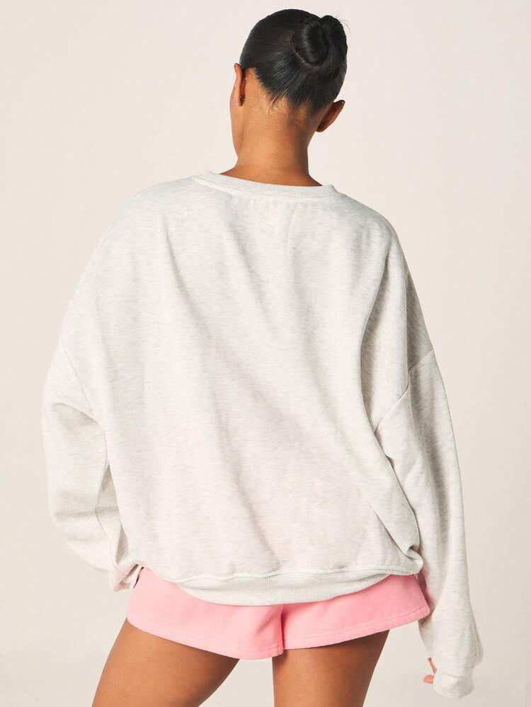 MISSGUIDED Felpa oversize da donna con girocollo e maniche lunghe, con stampa grafica di club sportivo e design a cerchio retrò, per uso casual invernale