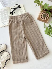 LMoss Kids Baby Boys' Casual Comfortable Versatile Striped Straight Leg Pants - Khaki - View 2
