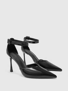 CUCCOO BIZCHIC Women's Pointed Toe Buckle Design Fashionable Elegant High Heels - Black - View 2