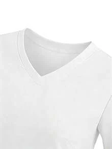 TaskEZ 纯色双口袋短袖工作服上衣 - 白色 - 查看 4