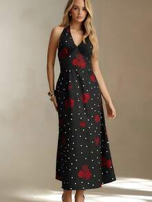 Glamine 浪漫花卉波点印花性感露背吊带连衣裙 - 彩色 - 查看 1