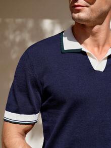 Manfinity CityGents 男士针织毛衣 - 藏蓝色 - 查看 3