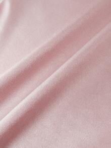 SHEIN Franclia Top Ombro a Ombro de Cetim, Camiseta com Manga Curta Pregueada e Laço Rosa, Estilo Suave de Verão para Mulheres - Rosa chiclete - Visão 6