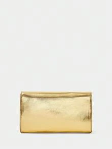 SHECARRY 女士时尚百搭手拿包，适合日常通勤、旅行、购物和散步 - 金色 - 查看 4