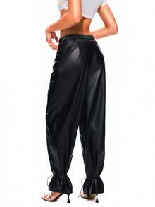 TypaGal 女士街头风铆钉细节宽松哈伦裤 - 黑色 - 查看 2