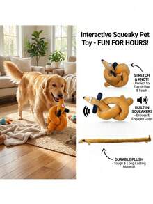 PETSIN 长条仿真腊肠犬毛绒玩具，内置BB弹吠叫声，可与狗狗进行互动拔河游戏 - 彩色 - 查看 5