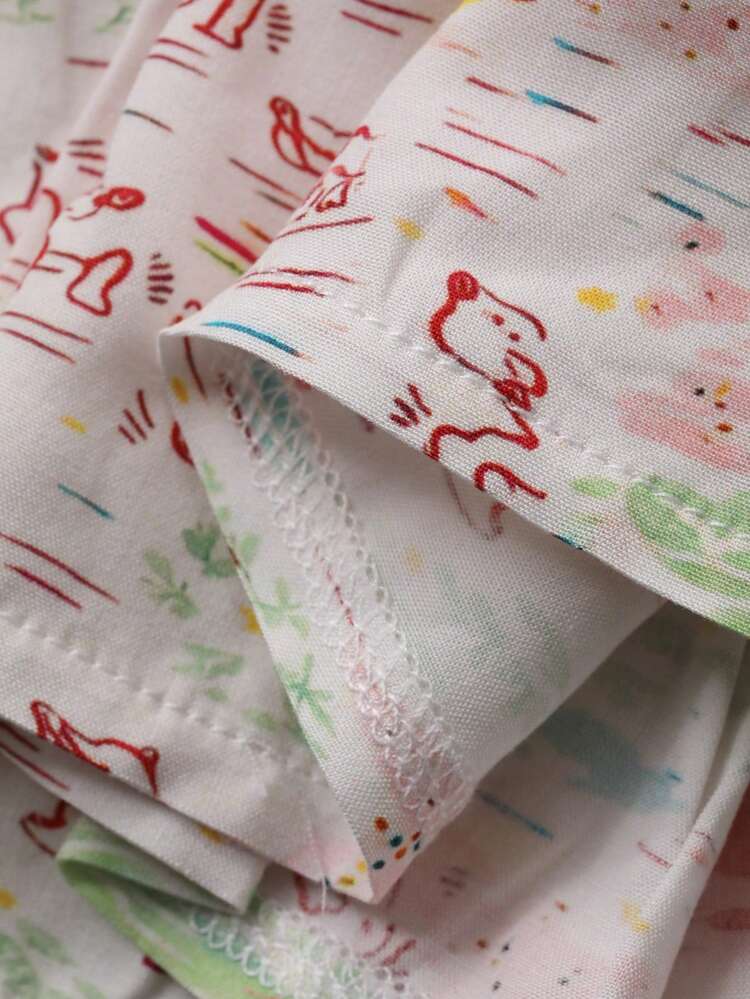 Toddler Girls' Colorblock Print Short Sleeve Casual Korean Style Dress