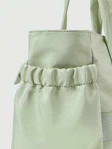 ROMWE Kawaii 花卉刺繡線條、酪梨圖案、防潑水多口袋旅行包、單肩斜背、便攜健身、大容量、輕量、短途通勤、圓筒包、收納包、可放筆電、珍珠蝴蝶結吊飾、可作為禮物、手提行李箱 - 綠色 - 查看 5