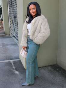 Steph T 女士浅灰色长袖休闲羽绒服，秋冬时尚女装 - 淺灰色 - 查看 4