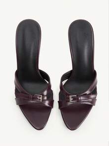 CUCCOO CHICEST New Fashion Versatile Crystal Bow Strap Stiletto High Heel Sandals For Christmas Wedding Shoes Spring Shoes Bride Shoes - Brown PU material - View 9