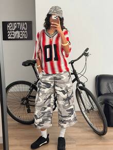 Muchica Going Out Outfits Camouflage Wide Leg Cropped Pants - Multicolor - View 5