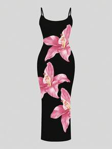 Slaydiva 女士休闲简约碎花无袖连衣裙 - 彩色 - 查看 2