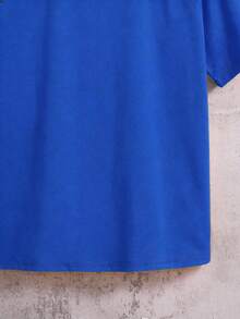 SHEIN Tween Boy Loose Minimalist Round Neck Solid Color Raglan Sleeve Short Sleeve T-Shirt,Kids - Royal Blue - View 5