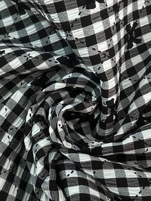 GlowEve 女士黑白格子蝴蝶结印花阔腿裤，休闲日常校园风，甜美可爱，适合度假、海滩、街头、通勤、性感浪漫、商务、约会、假日等场合。 - 彩色 - 查看 6