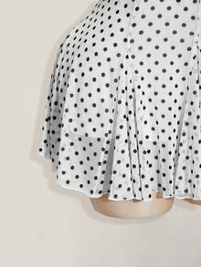 SHEIN ICON 大码女式波点撞色蕾丝连衣裙 - 黑與白 - 查看 8