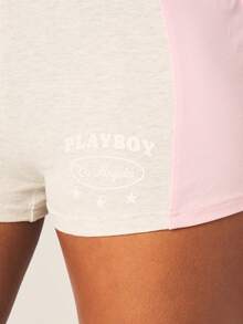Missguided x Playboy Contrast Panel Booty Shorts Women High Rise Athletic Style Color Block Design Casual Summer Shorts - Multicolor - View 4