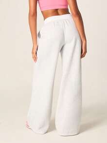 MISSGUIDED Women's High Waisted Light Grey Double Waistband Wide Leg Joggers Sweatpants For Casual Comfort And Loungewear - Light Grey - View 2