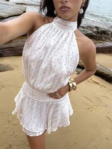 Opulessa Women's Polka Dot Sleeveless Backless Dress, Fashionable And Versatile For Summer - White - View 7