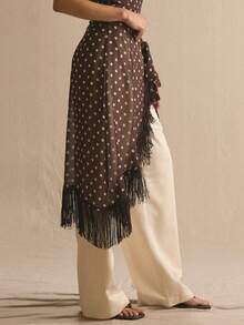 MUSERA Polka Dot Fringe Sarong Detail Co-Ord Linen Trousers Only Spring Summer Cosy Cute Daily Girly Vacation Spring Outfit Casual Casa De Muse Holiday - Multicolor - View 3