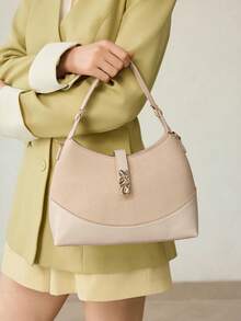 MOTF PREMIUM BOLSO DE MANO DE MODA CON HEBILLA DE METAL PARA MUJER - Albaricoque - Ver 5