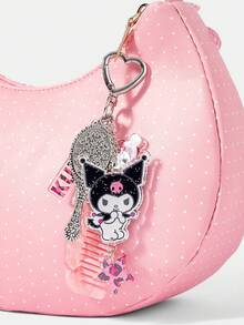 HELLO KITTY AND FRIENDS | SHEIN 1 PC Sweet And Cool Multi-Functional Keychain, Equipped With A Heart-Shaped Metal Buckle, Paired With Shiny Acrylic, Leopard Star/Skull Pendant, Letter Tag, Pink Portable Small Comb, And Vintage Mirror Pendant, Can Be Used As A Hanging Decoration For Keys, Decorating Bags, And Has Both Collectible Value And Daily Use Functionality. - Multicolor S - View 2