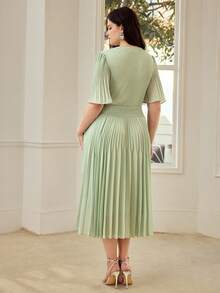 MOTF PREMIUM 优雅褶裥中长连衣裙，春夏款 - 薄荷綠 - 查看 3