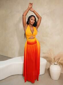 BamGleam Women's Gradient Hollow Out Dress, Suitable For Summer Vacation - Multicolor - View 3