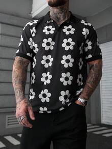 SLATEMANN 男士网眼印花 Polo 衫，时尚百搭，适合日常穿着 - 彩色 - 查看 5