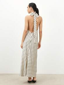 KSTM 女士波点露背系带吊带长裙，适合夏季派对晚宴场合 - 彩色 - 查看 3