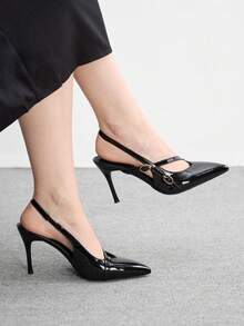 CUCCOO BIZCHIC 女士性感尖头交叉绑带搭扣高跟凉鞋，春夏时尚派对鞋 - 黑色 - 查看 1