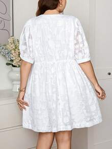 SHEIN LUNE Đầm dự tiệc/hẹn hò thời trang xếp ly, trang trí nơ, cỡ lớn dành cho nữ. - trắng - Xem 5