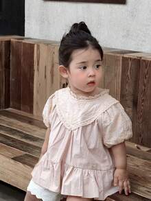 Dazy Kids 女童圆领清新韩版泡泡袖上衣，夏季 - 粉色 - 查看 6