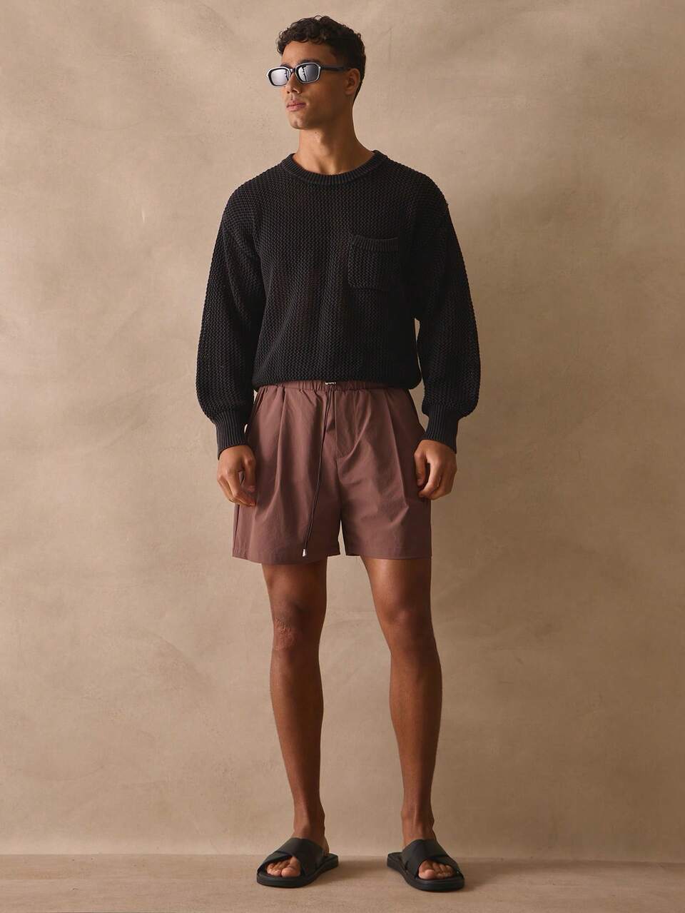 Oversized Thick Neckline Crew Neck Long Sleeve Boxy Open Gauge Knit Top Spring Summer Essentials