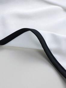 GlowEve CURVE Body elegante de cuello cruzado y bloque de color para mujer talla grande, primavera/verano - Blanco y Negro - Ver 5