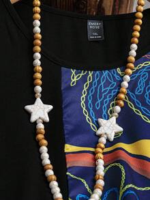 Rusticease 大尺碼女款花卉印花寬鬆版型短袖圓領度假風夏季長洋裝 黑色波希米亞優雅度假風 - 黑色 - 查看 5
