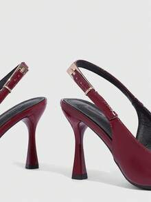 CUCCOO SZL Women's Pointed Toe Buckle Design Everyday Versatile Fashion High Heels - Red - View 6