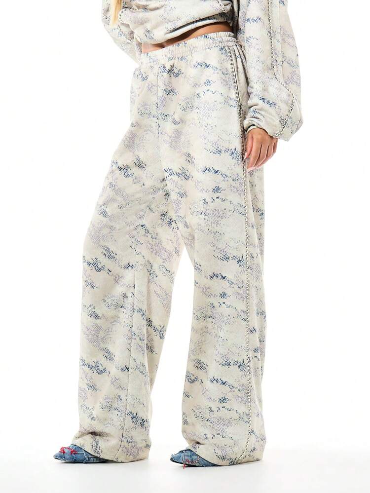 SUMWON WOMEN Snake Print Wide Leg Joggers