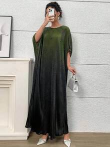 Yasmyna Women's Casual Round Neck Long Dress For Party, Daily Wear - Army Green - View 4
