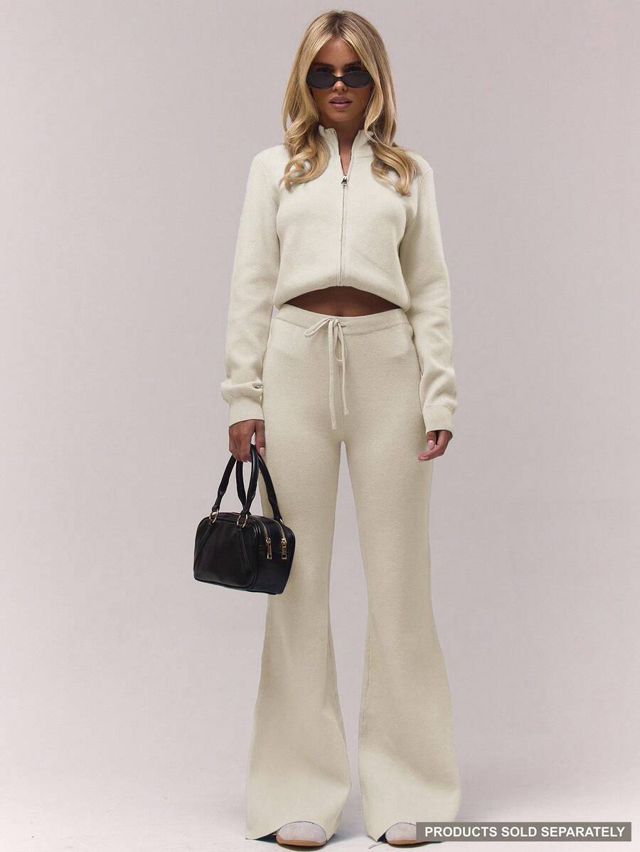 MUSERA Quần ống rộng dáng suông, cạp chun dệt kim, kiểu dáng thoải mái, chỉ có phần đáy, phong cách đồng quê dễ thương, thích hợp mặc ở nhà khi đi học, màu caramel, thích hợp cho tiệc tối, thanh lịch, mùa xuân. - Màu be - Xem 1